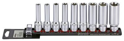 Doppenset 1/2", TX-E lang 9-dlg. op rail 300903