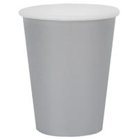 Santex feest/verjaardag bekertjes - 10x stuks - karton - zilver - 270 ml
