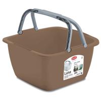 Wasmand/draagmand/teil met hengsel - kunststof - 18 Liter - cappuccino - 40 x 40 x 23 cm