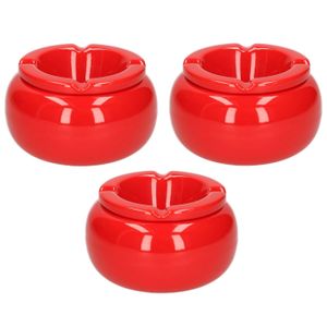 3x stuks Ronde stormasbakken rood 11 cm