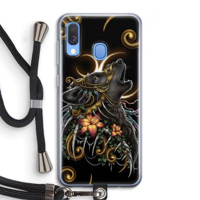 Huilende Wolf: Samsung Galaxy A40 Transparant Hoesje met koord