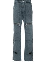 Off-White pantalon droit à détails de zips - Bleu