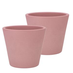 DK Design Bloempot/plantenpot - 2x - Vinci - lichtroze mat - voor kamerplant - D19 x H21 cm