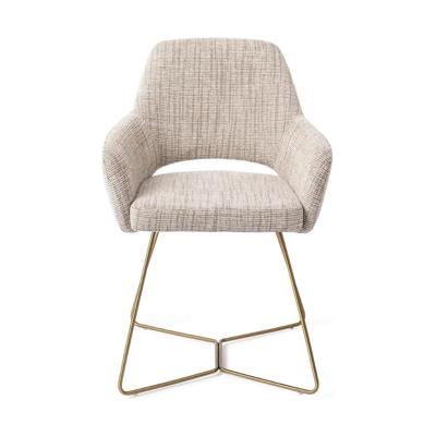 Jesper Home Yanai eetkamerstoel Caramel Grid beehive gold