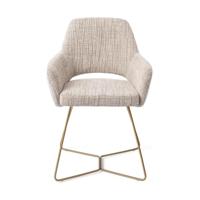 Jesper Home Yanai eetkamerstoel Caramel Grid beehive gold