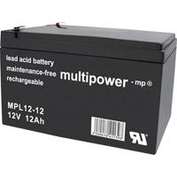 multipower MPL12-12 Loodaccu 12 V 12 Ah Loodvlies (AGM) (b x h x d) 98 x 98 x 151 mm Kabelschoen 6.35 mm Onderhoudsvrij, Geringe zelfontlading