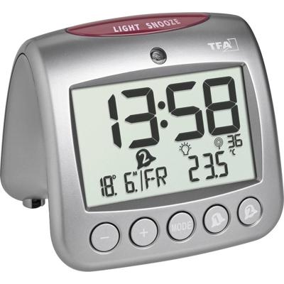 TFA Dostmann 60.2559.54 Zendergestuurd Wekker Grijs Alarmtijden 2