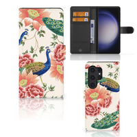 Telefoonhoesje met Pasjes voor Samsung Galaxy S24 Ultra Pink Peacock