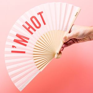 Houten Waaier I'm Hot - Lichtroze