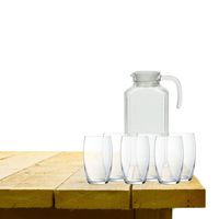 Luminarc karaf schenkkan van glas 1700 ml met 6x stuks Versailles luxe waterglazen - Drinkglazen - thumbnail