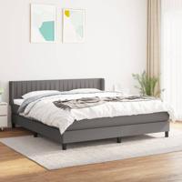 Boxspring met matras stof donkergrijs 180x200 cm