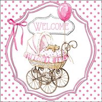 Ambiente Servet 25cm Welcome pink baby - thumbnail