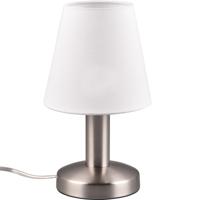 LED Tafellamp - Trion Masti - E14 Fitting - 1 lichtpunt - Mat Nikkel - Metaal - Witte Lampenkap - thumbnail