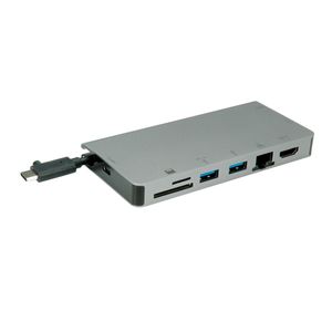 ROLINE 12.02.1022 laptop dock & poortreplicator Bedraad USB 3.2 Gen 1 (3.1 Gen 1) Type-C Grijs