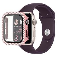 Strass Decoratief Apple Watch SE (2022)/SE/6/5/4 Cover met Screenprotector - 44mm - Roze - thumbnail