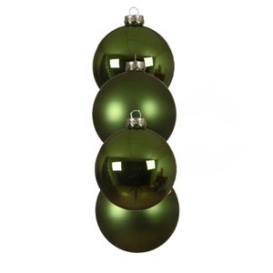 4x stuks glazen kerstballen groen 10 cm mat/glans