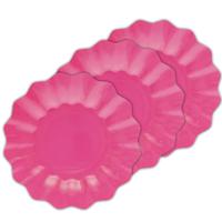 Feestbordjes/gebaksbordjes met schulprand - 40x - fuchsia roze - rond - karton - 21 cm