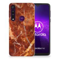 Motorola One Macro | TPU | Siliconen hoesje | Marmer Bruin