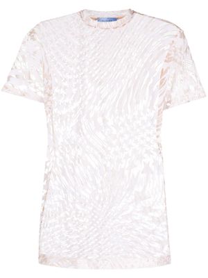 Mugler t-shirt en résille à imprimé étoile - Tons neutres