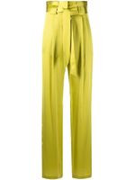 Michelle Mason pantalon en soie plissée à taille haute - Vert - thumbnail