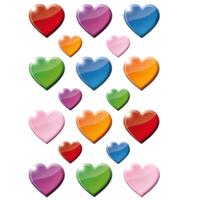 Hartjes figuren stickers - 54x stuks - multi kleur - kinderstickers - stickervel - knutselspullen
