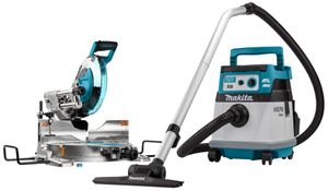 Makita DLX2379UX1 | Combiset | 2 x 18V met AWS | DLS111 afkortzaag + DVC157L stofzuiger | Zonder accu&apos;s en lader