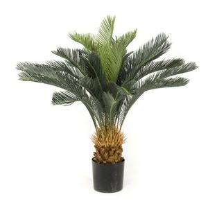 Kantoorplanten groene Cycas revoluta vredespalm kunstplanten 90 cm met zwarte pot   -