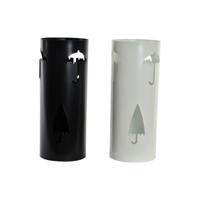 Paraplubak DKD Home Decor 19 x 47 cm Wit Zwart Staal Paraplubak 19 x 19 x 47 cm (2 Stuks)