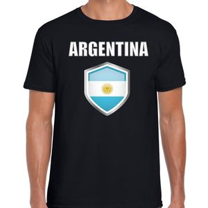 Argentinie landen supporter t-shirt met Argentijnse vlag schild zwart heren 2XL  -