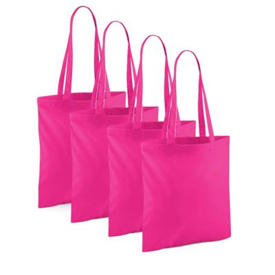 30x Katoenen schoudertassen draagtasjes fuchsia 42 x 38 cm