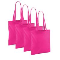 30x Katoenen schoudertassen draagtasjes fuchsia 42 x 38 cm
