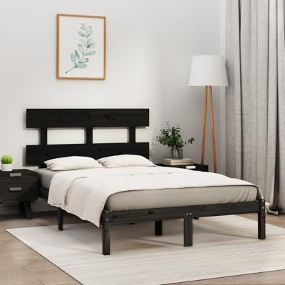 Bedframe massief hout zwart 200x200 cm