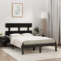 Bedframe massief hout zwart 200x200 cm
