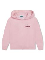 Kenzo Kids hoodie zippé à logo brodé - Rose - thumbnail