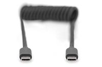 Digitus AK-300431-006-S USB-C Adapter [1x USB-C - 1x USB-C] Zwart Spiraalkabel 1 m - thumbnail