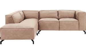 Goossens Bank Calvin bruin, micro leer, 2-zits, modern design met ligelement links