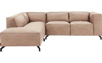 Goossens Bank Calvin bruin, micro leer, 2-zits, modern design met ligelement links