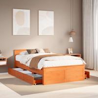 Bedframe zonder matras met hoofdbord hout wasbruin 135x190 cm