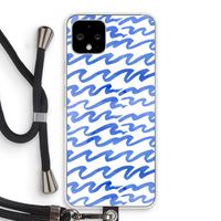 Blauwe golven: Pixel 4 Transparant Hoesje met koord