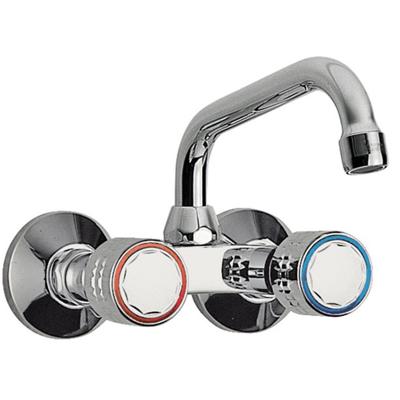 Keukenkraan Tres ESE-23 | Wandmontage | 360° Draaibaar | Mengkraan | 2-knops | Rond | Chroom