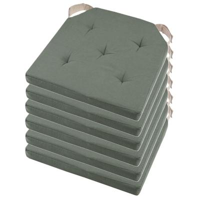 Stof Textile stoelkussen DUO - 6x - groen - 38 x 38 x 4 cm - klittenband sluiting
