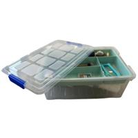 Beautycase opbergbox - 9L - 26 x 37 x 14 cm - met vakverdeling tray - groen - Make-up/sieraden/n