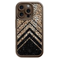 iPhone 14 Pro bruine case - Luipaard chevron