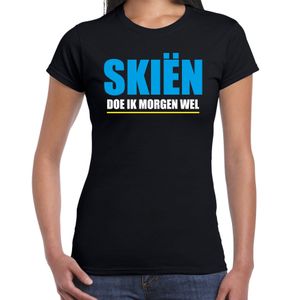 Apres ski t-shirt Skien doe ik morgen wel zwart dames - Wintersport shirt - Foute apres ski outfit