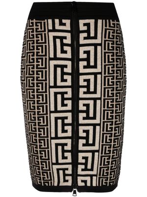 Balmain jupe mi-longue à motif monogrammé - Tons neutres