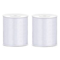 2x Satijnlint wit rol 10 cm x 25 meter cadeaulint verpakkingsmateriaal - Cadeaulinten