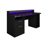 Meubella Bureau Tamara 3 - Zwart - 160 cm - Met LED - thumbnail