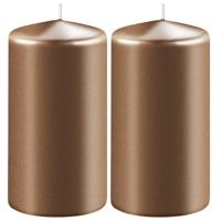 Enlightening Candles Cilinder/stompkaars - 2x - koper - D6 x H8 cm - 27 branduur
