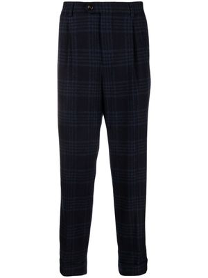 Brunello Cucinelli pantalon plissé à carreaux Prince de Galles - Bleu