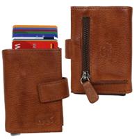 Bear Design Portemonnee met RFID XL Creditcardhouder Mo Cognac